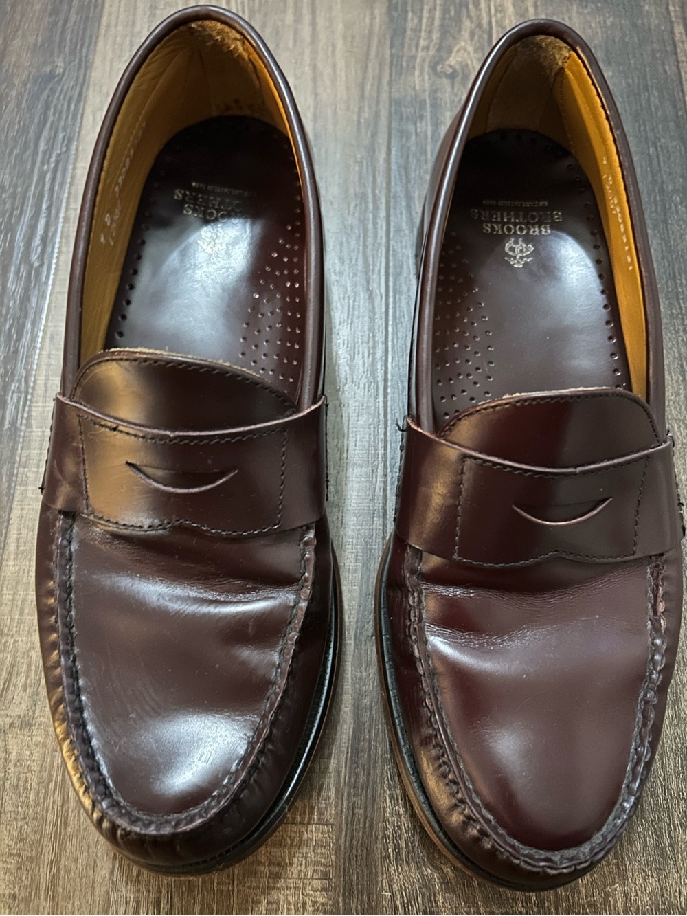Brooks Brothers Mens Shoes 9D Burgundy 
 Leather Slip On Penny Loafers Casual US